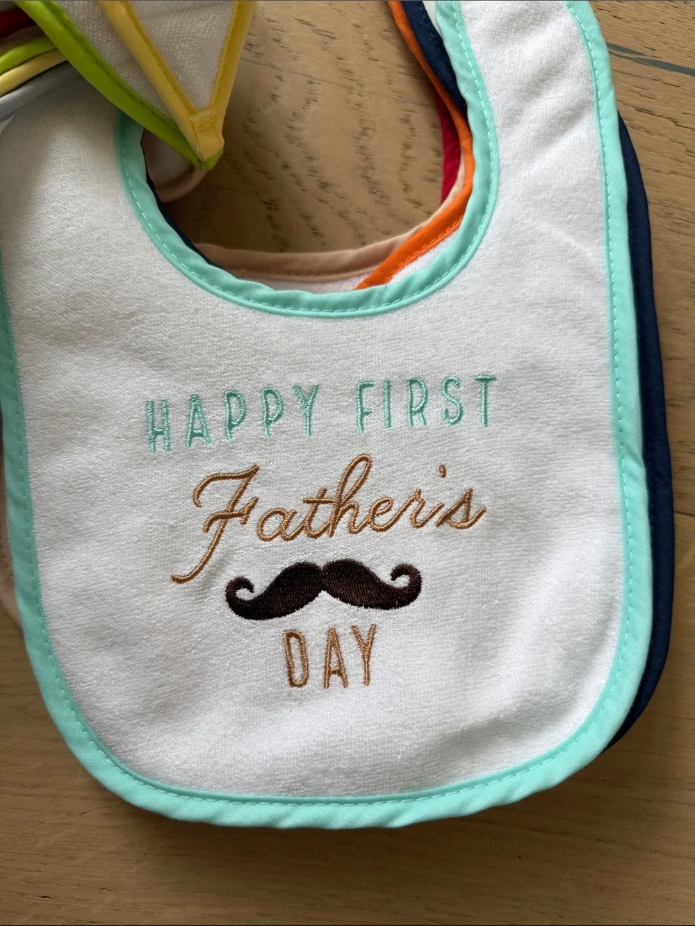 Multi-Color Trim Baby Bib Set - White Bibs with Assorted Edging
